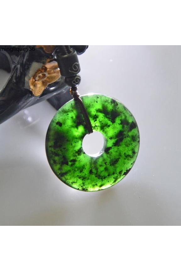 Snake Jade Safety Buckle Pendant Ink Jade Men's and Women's Necklace Amulet -