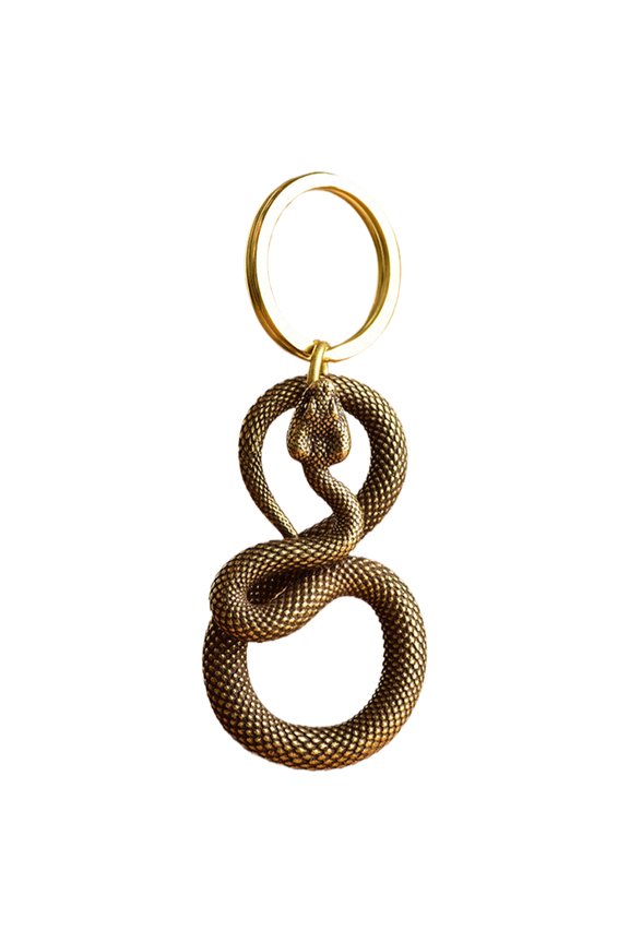 Snake Keychain, Chinese Style Animal Key Chain, 2025 Snake Year Hangable Ornament, Brass Animal Key Ring for Bag, Purse