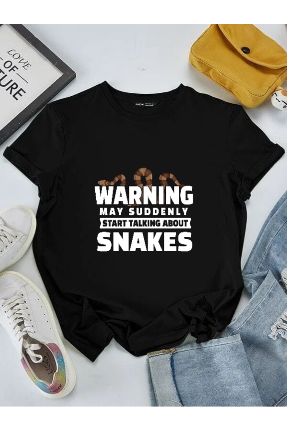 Snake Lover Warning Talk About Snakes Reptile Pet Graphic Top Unisex T-Shirt V15895 ,up to size 5XL