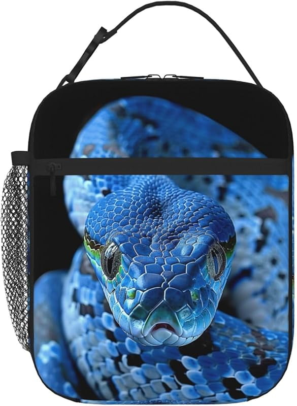 Snake Lunch Box Cool Blue Snake Lunch Bag Insulated Reusable Portable Lunch Tote Cooler Bag for Women Men Teens , Office Work Travel Lunchbox