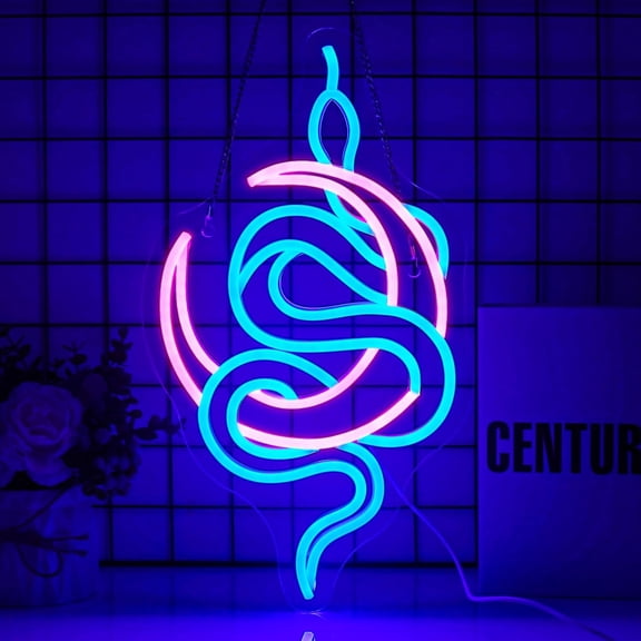 Snake Moon Neon Sign Neon Lights Neon Signs for Wall Decor Light Up Sign for Birthday Party Club