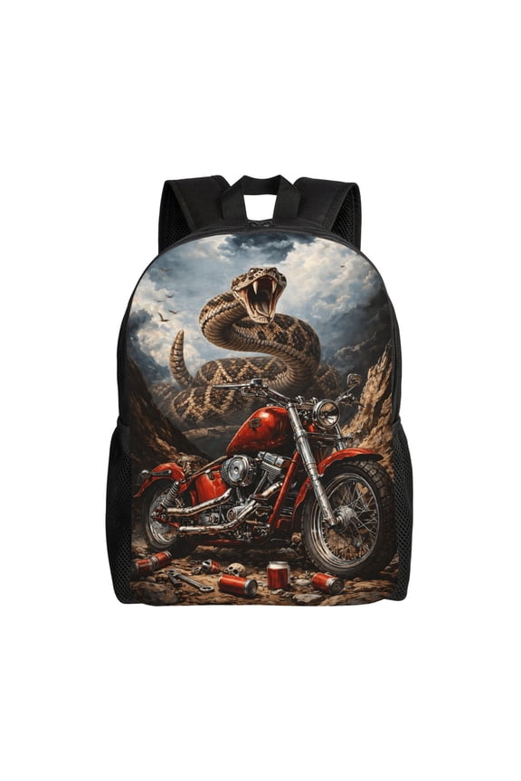 Snake Motorcycle Rider Backpack Large Capacity Laptop Bag for Men and Women