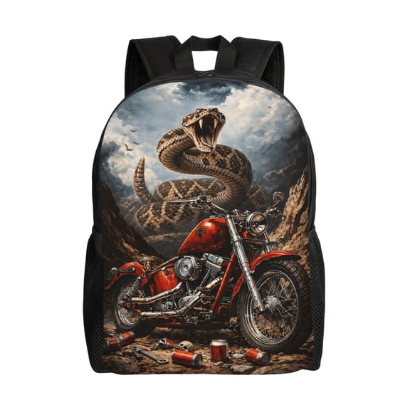 Snake Motorcycle Rider Backpack Large Capacity Laptop Bag for Men and Women