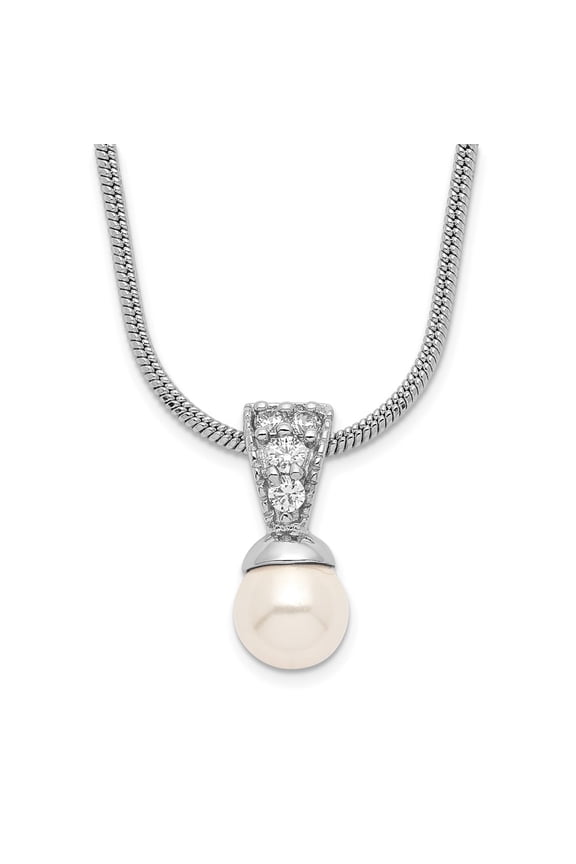 Snake Necklace with Pendants Chain Kelly Waters White Simulated Pearl CZ 18 inch 6.15 mm