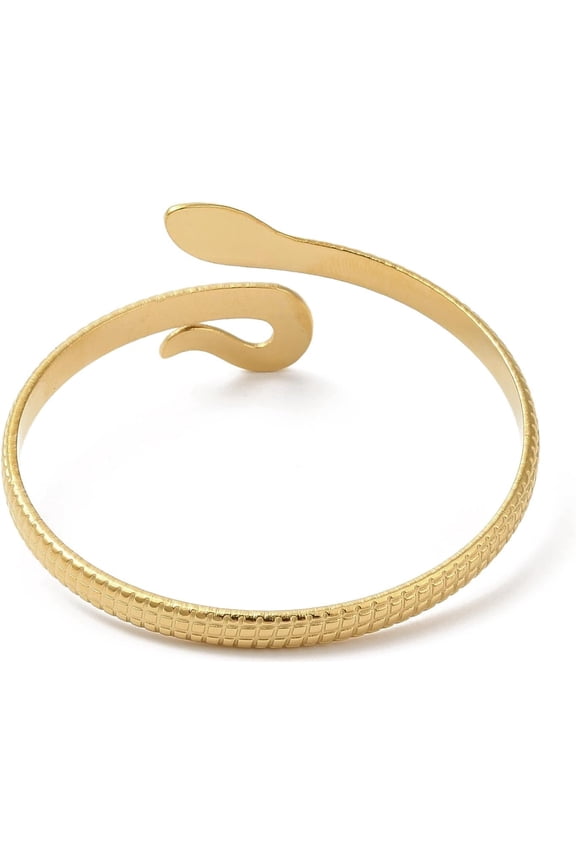 Snake Open Cuff Bangle 304 Stainless Steel Snake Bracelet 18K Gold Plated Adjustable Bangle Bracelet for Women Bridesmaids Gifts Wife Mothers Day Valentine