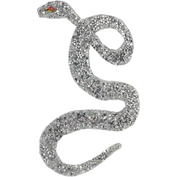 Snake Patches Rhinestones Iron on Snake Applique Motif Hot Fix Rhinestones Snake for Shoes Clothes Bags Decorated Accessories 2piece