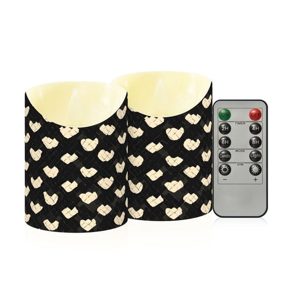 Snake Pattern Design Flameless Candles 2 PCS with Remote Realistic Moving Flame LED Tapered Pillar Set for Home Decor