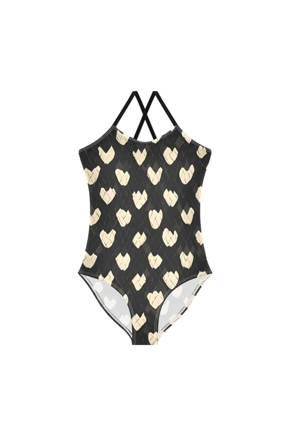 Snake Pattern Design Girls' One-Piece Swimwear 3T-10T Soft Stretchy for Beach Pool Water Park
