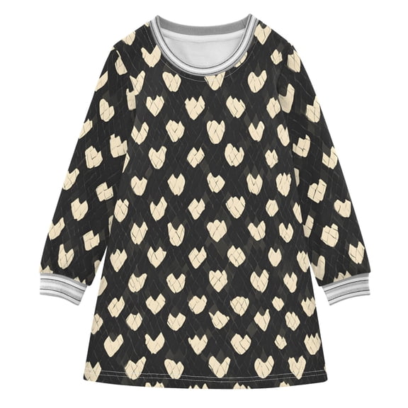 Snake Pattern Design Girls'long-sleeved dress Thickened A-dress Warm Dress Basic Shirt Party Dresses
