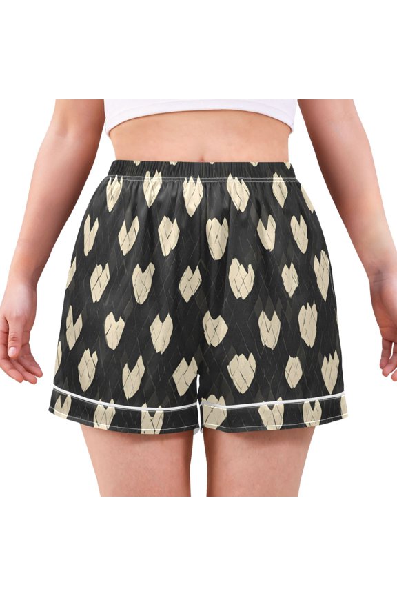 Snake Pattern Design Women's Pajama Shorts Silky Satin Casual Lounge Sleep Zero Pressure