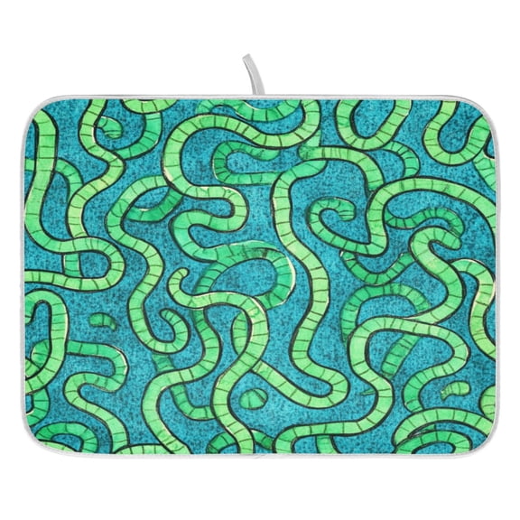 Snake Pattern Dish Drying Mat for Kitchen, Quick Drying Absorbent Soft Durable 16" x 18"