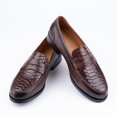 thumbnail image 1 of Snake Pattern Leather Loafers Slip on Daily Casual Shoes Comfortable PU Lining New Trend Handmade Footwear Brown 12, 1 of 5