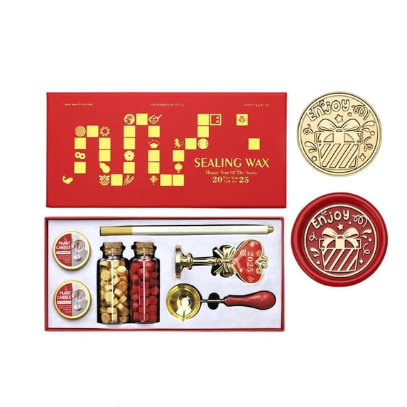 Snake Pattern Seal Stamp Set Including Seal Beads Melting Spoon and Candle