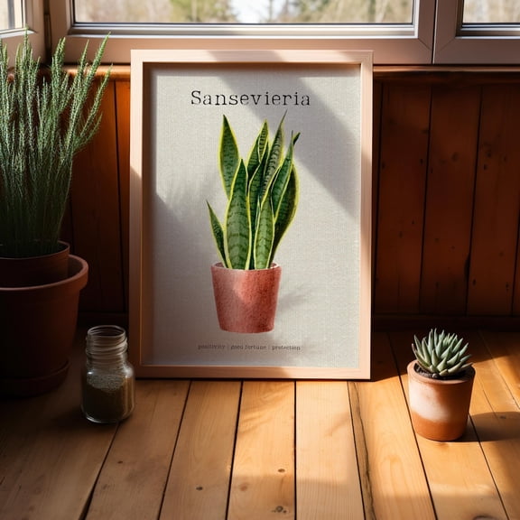 Snake Plant Poster Sansevieria Art Home Decor, 8x12 UNFRAMED