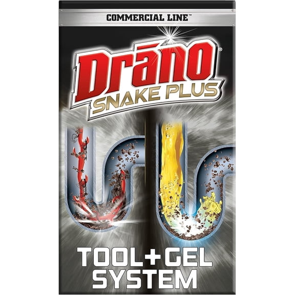 Snake Plus Tool and Gel System, Drain Snake with Drain Clog Remover Gel, Unclogs and Removes Hair and Blockages, Commercial Line 16 Fl oz and 23 Inch Tool