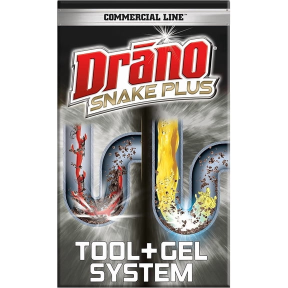 Snake Plus Tool and Gel System, Drain Snake with Drain Clog Remover Gel, Unclogs and Removes Hair and Blockages, Commercial Line 16 Fl oz and 23 Inch Tool