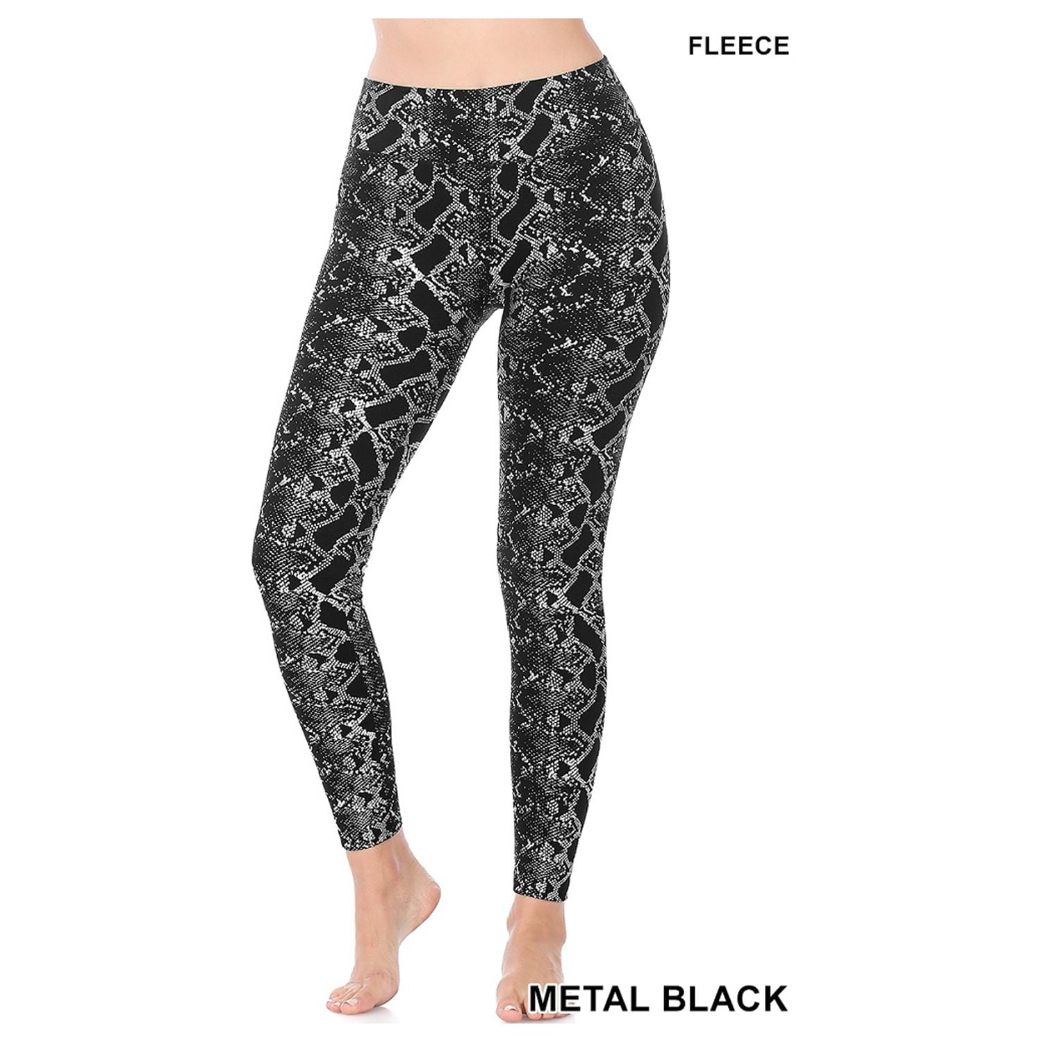 Snake Print Leggings Fleece Leggings Yoga Pants Warm Stretchy Tan Black ...