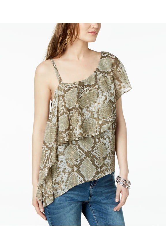 Snake Print One Shoulder Top Venom Beauty M