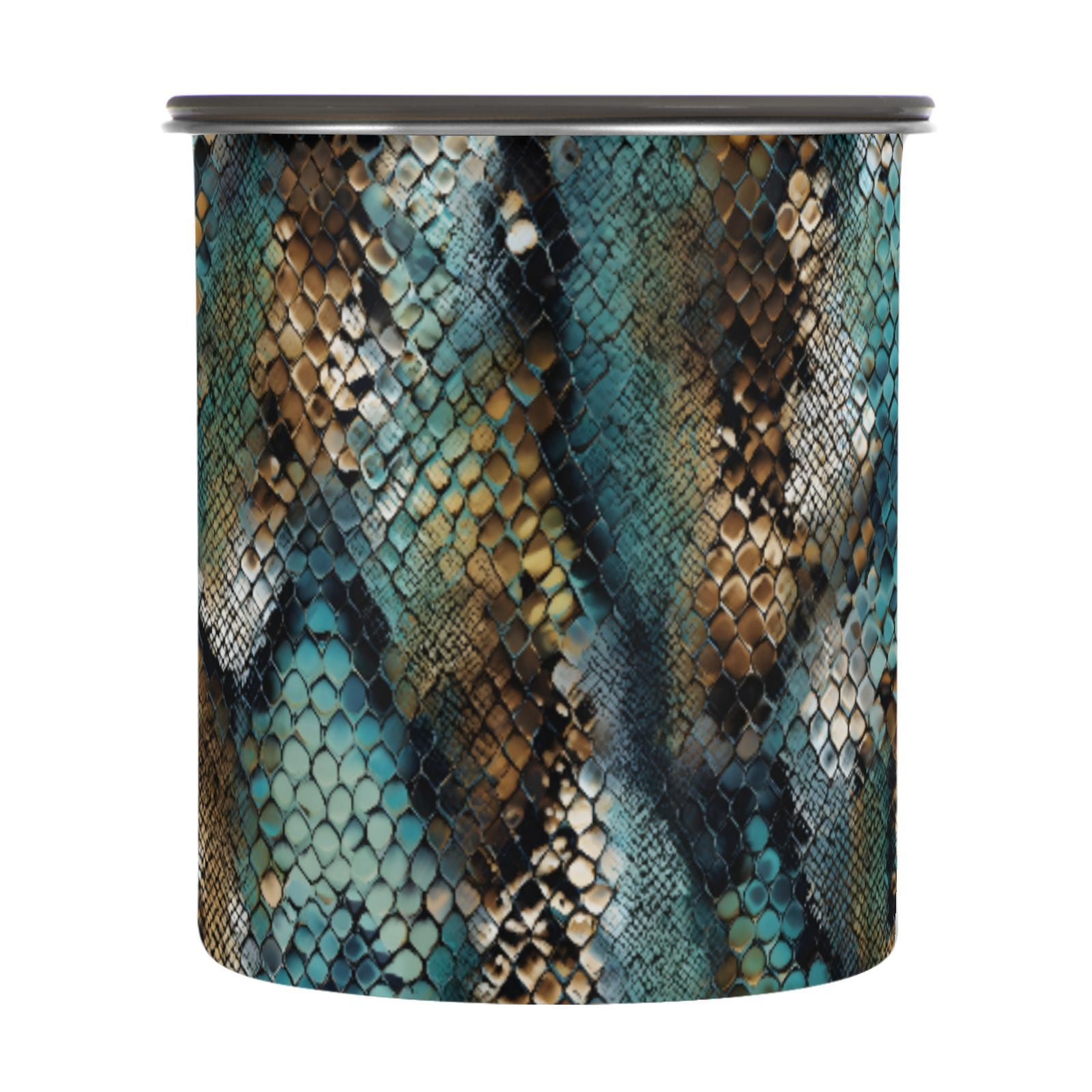 Snake Prints Airtight Coffee Bean Canister 30oz Food Storage Containers with Lids For Gournd, Tea, Sugar, Flour, Rice, Cereal, Candy Cookie Jar