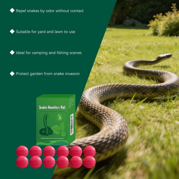 Snake Repellent Balls – Scented Formula, Long Lasting Protection, Moisture Resistant, Pack of 12 for Indoor/Outdoor Use