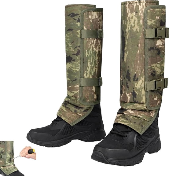 Snake-Resistant Outdoor Leg Gaiters, Unisex Adjustable Waterproof Snake Guards for Hiking Hunting Climbing, Abrasion-Resistant Lower Leg Protection Gaiters