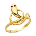 thumbnail image 1 of Snake Ring 14k Yellow Gold Curve Band Serpent CZ Eyes Curve Design Polished Finish Fancy Size 7, 1 of 1