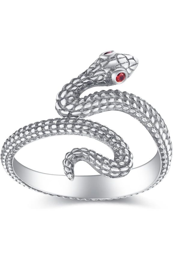 Snake Ring 925 Sterling Silver Snake Open Ring Animals Jewelry Vintage Gifts for Men Women