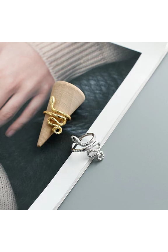 Snake Ring Punk Metal Alloy Unisex Jewelry Wrap Ring Retro Serpentine Design Adjustable For Women And Men Style