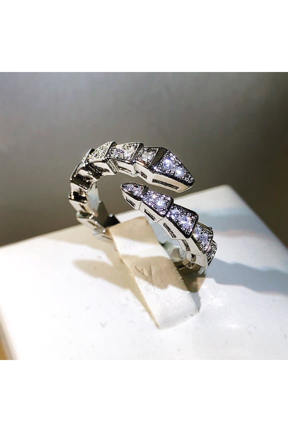 Snake Ring Simple Adjustable Open Band For Women In Gold White Gold Rose Gold Alloy Gemstone Geometric Circular Design