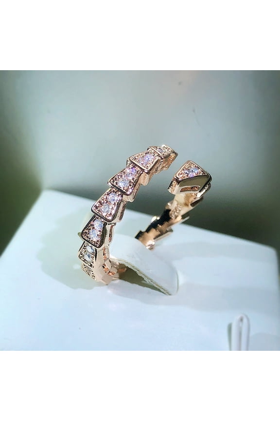 Snake Ring Simple Adjustable Open Band For Women In Gold White Gold Rose Gold Alloy Gemstone Geometric Circular Design