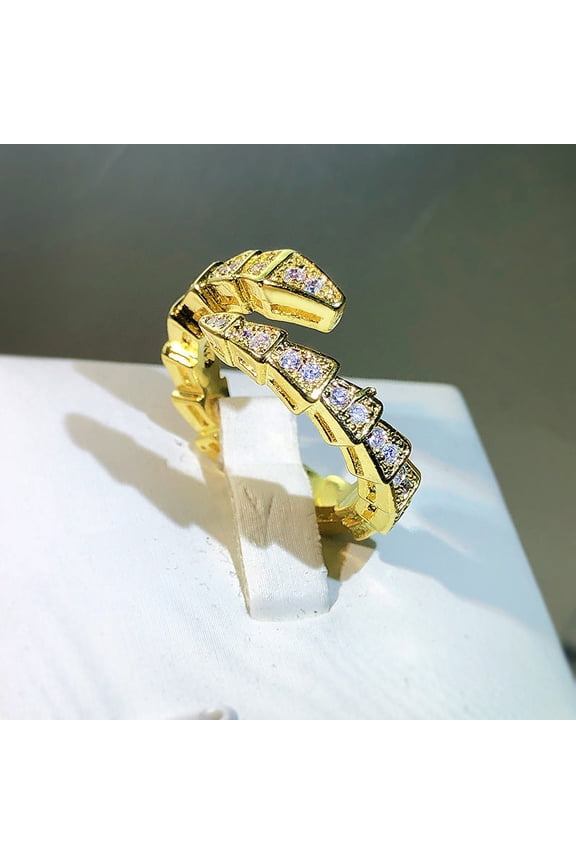 Snake Ring Simple Adjustable Open Band For Women In Gold White Gold Rose Gold Alloy Gemstone Geometric Circular Design