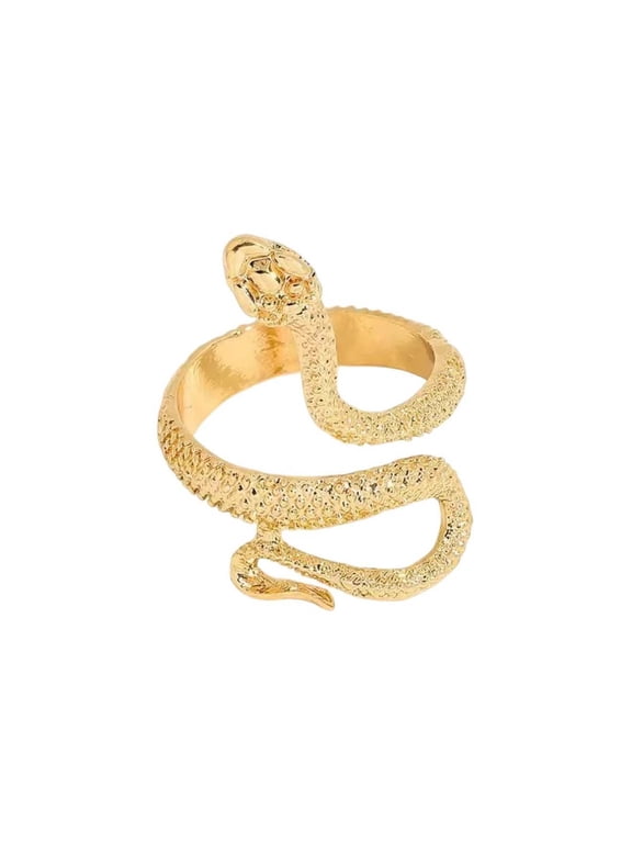 Snake Ring for Women, Elegant Gold Tone Snake Statement Ring with Band, Minimalist Fashion Jewelry for Daily Party Gift