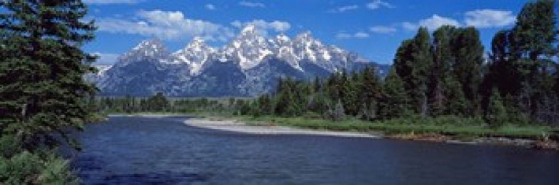 Snake River & Grand Teton WY USA Canvas Art - Panoramic Images (18 x 6)