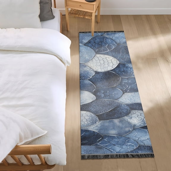 Snake Scale Bedside Runner Rug 2'x 6' Non Slip Carpet Floor Mat Area Rug