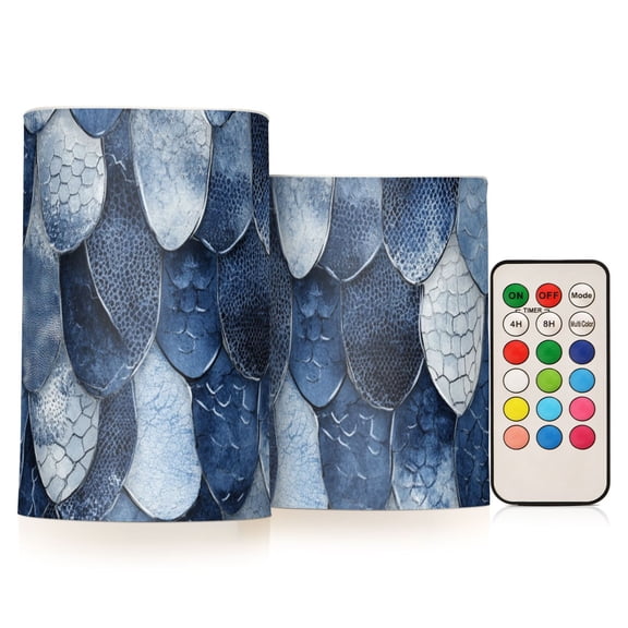 Snake Scale Flickering Flameless Candles LED Tealight Battery Operated with Remote Set of 2 Holiday Decor Ornaments