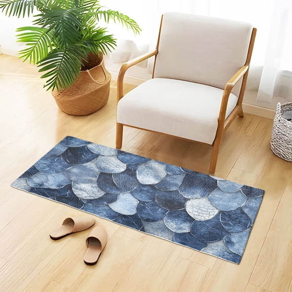 Snake Scale Plush Carpet Non Slip Runner Rug Absorbent Bath Mat 39" x 20"