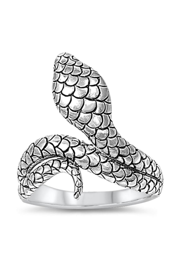 Snake Scary Animal Detailed Scales Ring .925 Sterling Silver Band Jewelry Female Male Unisex Size 10