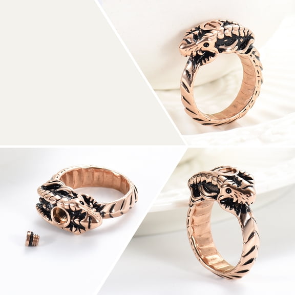 Snake Serpent Cremation Jewelry for Ashes Urn Ring Memorial Finger Ring Ashes Holder