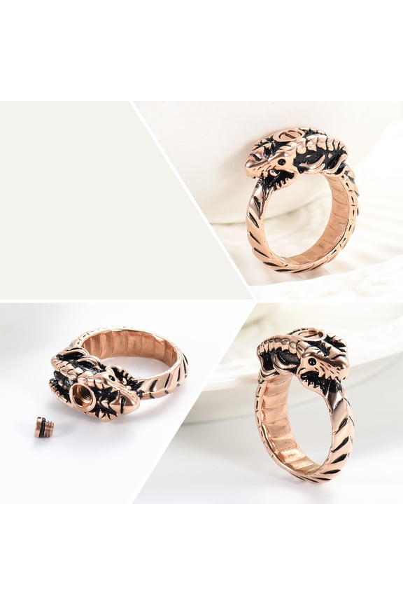 Snake Serpent Cremation Jewelry for Ashes Urn Ring Memorial Finger Ring Ashes Holder