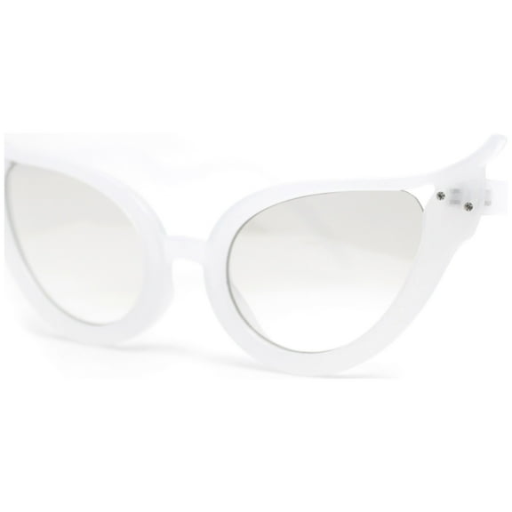 Snake Serpent Jewel Frame Plastic Cat Eye Diva Sunglasses White - Clear