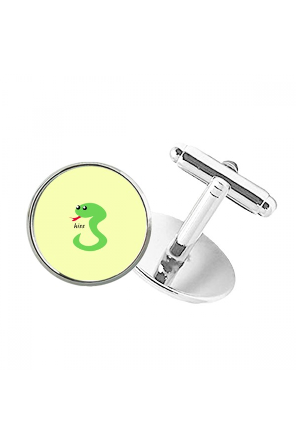 Snake Serpent Sound Round Button Cuff Clip Stud Cufflinks