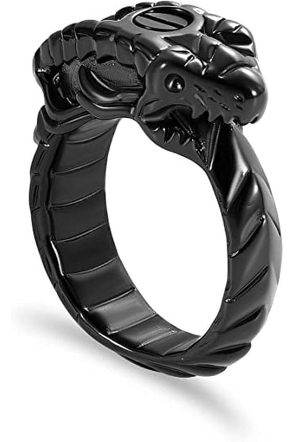 Snake Shape Cremation Urn Ring for Ashes Memorial Cremation Jewelry for Loved One Ashes Holder Keepsake Ring for Men Women NO.6-NO.10