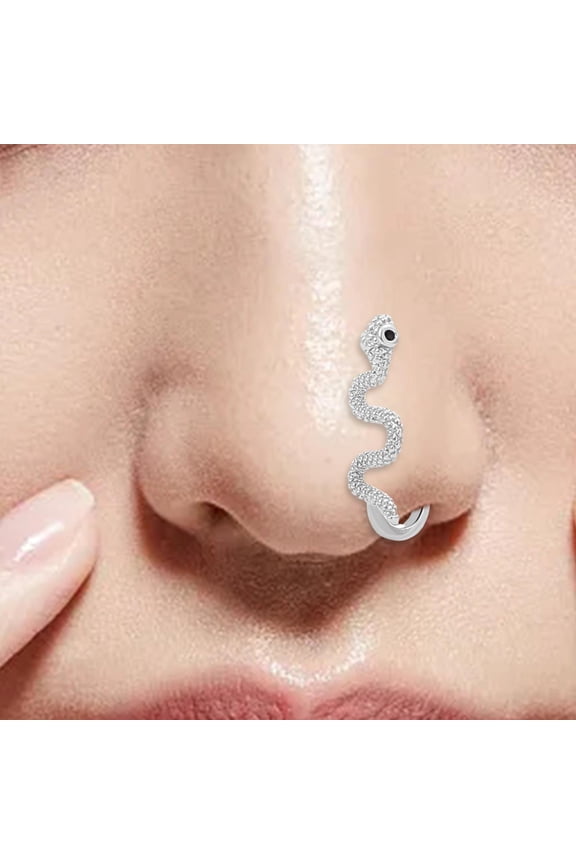 Snake Shaped Nose , Body Jewelry, Non Pierced Excellent Workmanship, Clip on Nose Stud, Durable Punk Nose Hoop