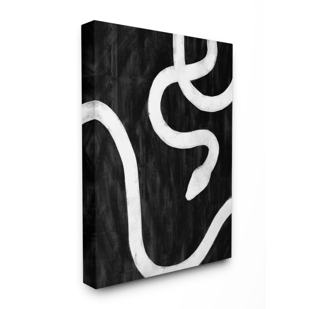 Snake Silhouette Black And White Animal Design Stretched Canvas Wall Art by Daphne Polselli