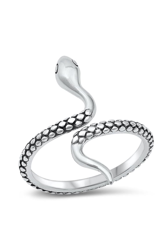 Snake Simulated Coral Viper Serpent Ring .925 Sterling Silver Band Jewelry Female Male Unisex Size 7