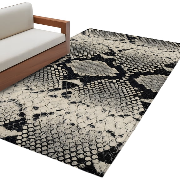 Snake Skin Area Rug 4x6 Washable Rug Non Slip Wild Animal Pattern Ethnic Tribe Large Area Rug Indoor Floor Carpet for Entryway Bedroom Kitchen Living Room Home Office Dining Room Nursery