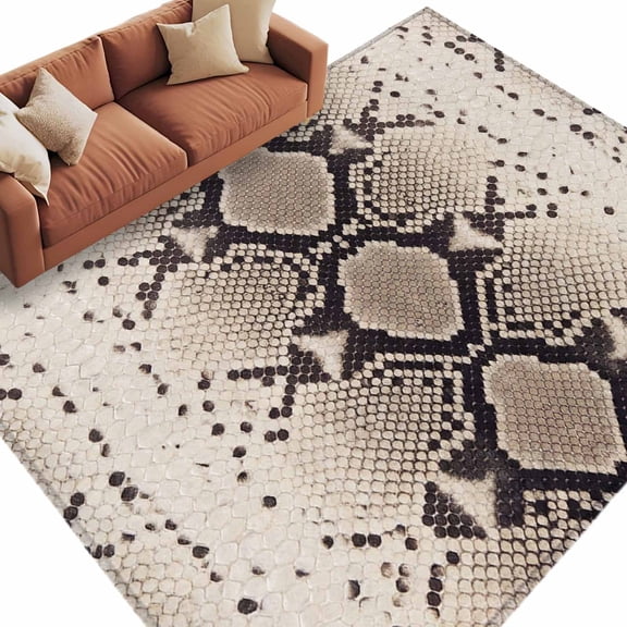Snake Skin Area Rug 5x7 Washable Rug Non Slip Vintage Scary Animals Texture Ethnic Pattern Large Area Rug Soft Stainresistant Indoor Carpet for Living Room Bedroom Home Office Dining Room Nursery