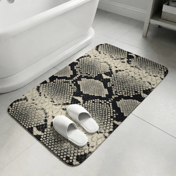 Snake Skin Bathroom Rugs Non Slip Washable Bath Mat Absorbent Low Pile Front Door Mat Wild Animal Pattern Ethnic Tribe Indoor Doormat for Kitchen Entryway Shower Decor Accessories 15.7"x23.6"
