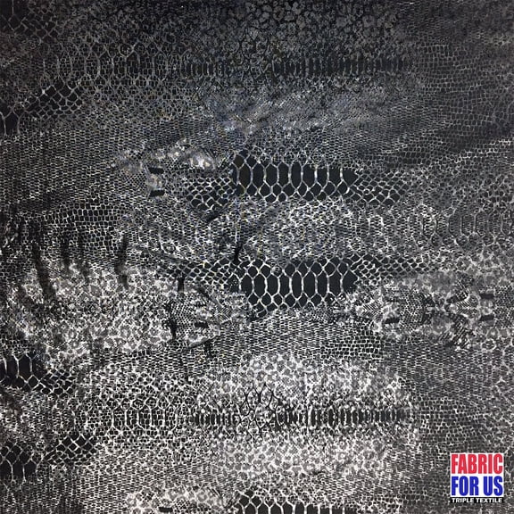 Snake Skin Black Tone on Tone Stretch Poly-Spandex Fabric 58" Wide