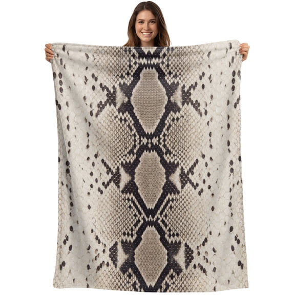 Snake Skin Blanket Soft Cozy Warm Throw Blanket for Couch, Plush Fuzzy Flannel Blankets for Sofa, Vintage Scary Animals Texture Ethnic Pattern Bed Blankets Lightweight Gifts for Women, 30"x40"